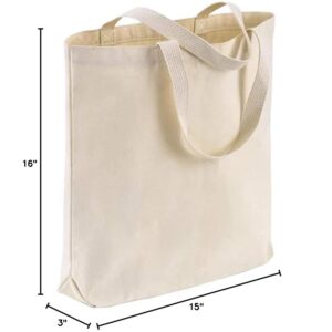 Wholesale Canvas Tote Bags, 15"W x 16"H x 3"G, Cotton Reusable Grocery Shopping Bags, Blank, DIY Painting Printing Embroidery (3, Natural Tote Bags)