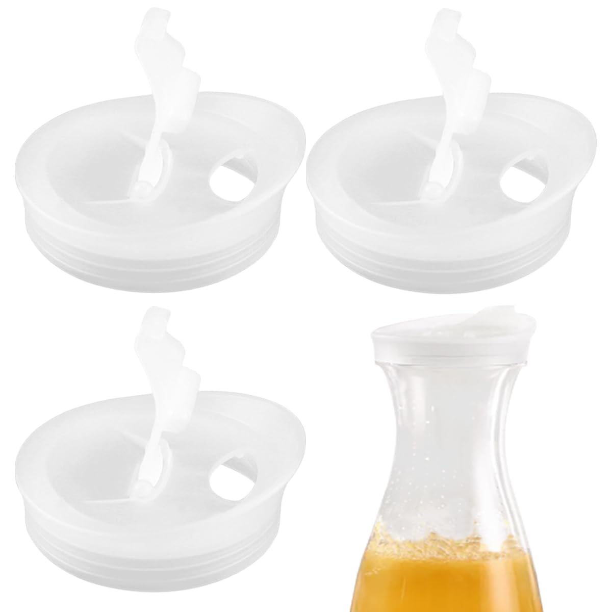 DOERDO 3Pcs Water Pitcher Lid Glass Carafe Lids Plastic Water Jug Stoppers Covers for 70MM Regular Mouth, White