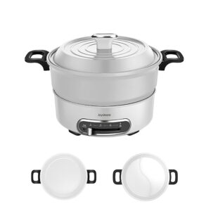 joydeem 2 in 1 electric hot pot, 3.5l shabu shabu pot with two removable pot, ul listed, ceramic non-stick coating, 1400w, jd-hg3706w