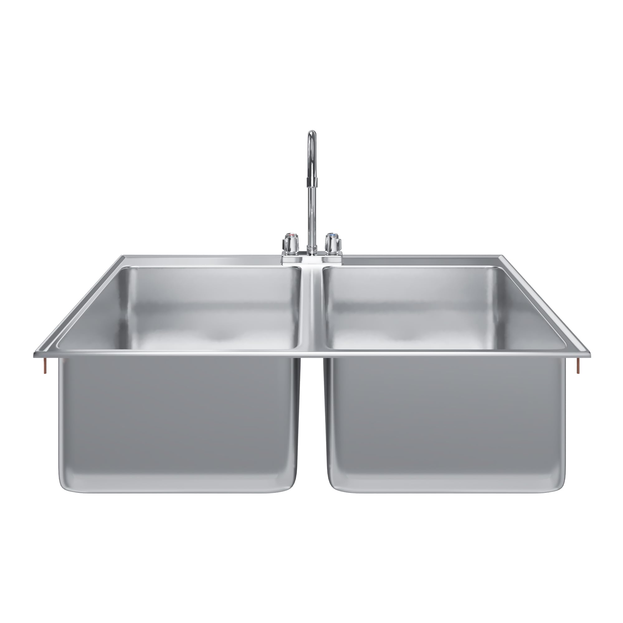 AmGood Stainless Steel Compartment Drop-in Sink. NSF (2 Bowl 16" x 20" x 10" with Faucet)