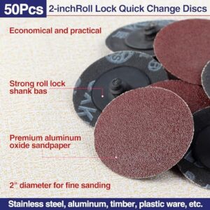 SPEEDWOX 50Pcs 2" 120 Grit Roll Lock Quick Change Discs Aluminum Oxide Coated Die Grinder Accessories Aluminum Oxide Sandpaper Disc Roll Lock Sanding Discs Quick-Change Sanding Discs