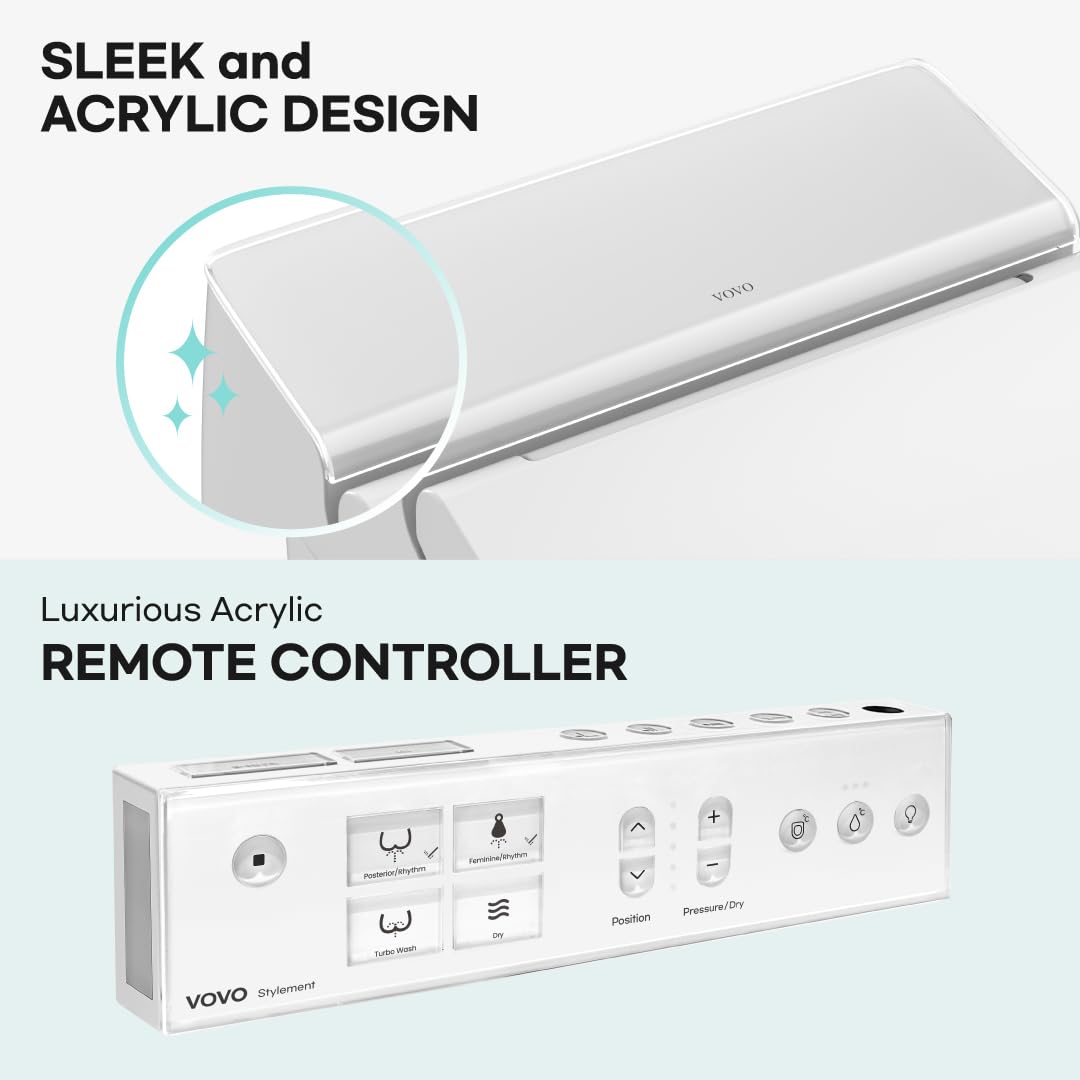 VOVO STYLEMENT TCB-8200SA Smart Bidet Toilet for bathrooms, Elongated One Piece Toilet with Auto Open/Close Lid, 1.12 GPF, Auto Dual Flush, ADA Chair Height, Heated Seat, Made in Korea