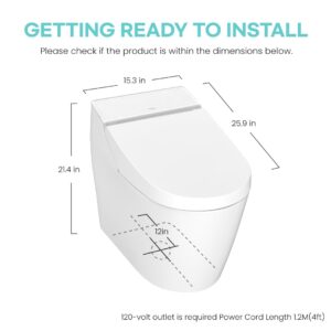 VOVO STYLEMENT TCB-8200SA Smart Bidet Toilet for bathrooms, Elongated One Piece Toilet with Auto Open/Close Lid, 1.12 GPF, Auto Dual Flush, ADA Chair Height, Heated Seat, Made in Korea