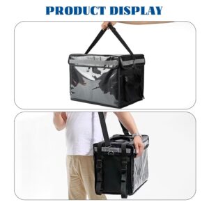 Insulated Food Delivery Bag, Pizza Delivery Bags for Hot and Cold Food, Reusable bag, Collapsible, Tote, Cooler, Food Transport Hot and Cold for Car, Bike, Camping, Picnic, Beach - Black, 32L