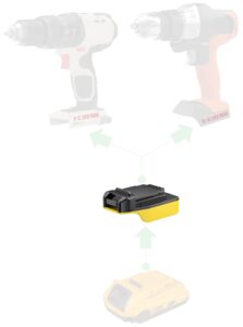 dual-tool battery adapter upgraded for black and decker 20v max (not 18v) tools or for porter cable 20v max (not 18v) tools - compatible with dewalt 20v max battery power - 1 adapter only