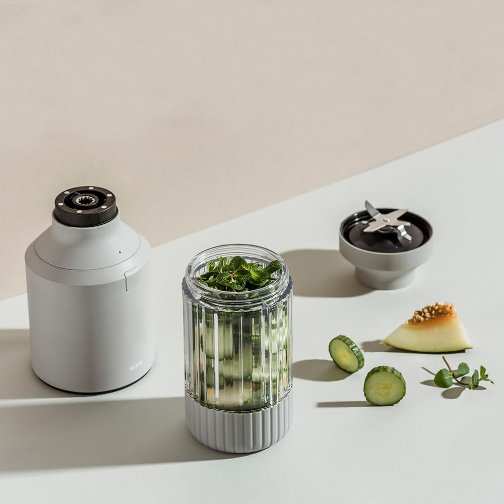 Beast Blender | Sleek Kitchen Countertop Design, Patented Blending Technology | Take Smoothies & Shakes To-Go with NEW Portable Straw Cap System (Pebble Grey)