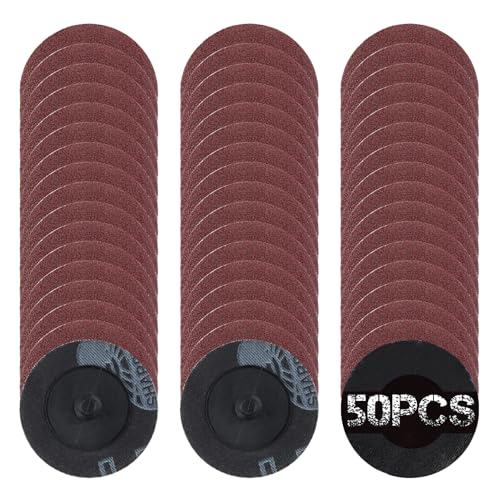 SPEEDWOX 50Pcs 2" 120 Grit Roll Lock Quick Change Discs Aluminum Oxide Coated Die Grinder Accessories Aluminum Oxide Sandpaper Disc Roll Lock Sanding Discs Quick-Change Sanding Discs