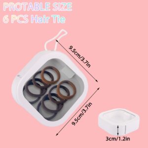 GBACHOOSE 6PCS Hair Tie Organizer, Small Portable Hair Tie Holder Hair Tie Container, Stackable Hair Tie Holder Hair Tie Storage Hair Tie Organizer Travel（Pink & White）