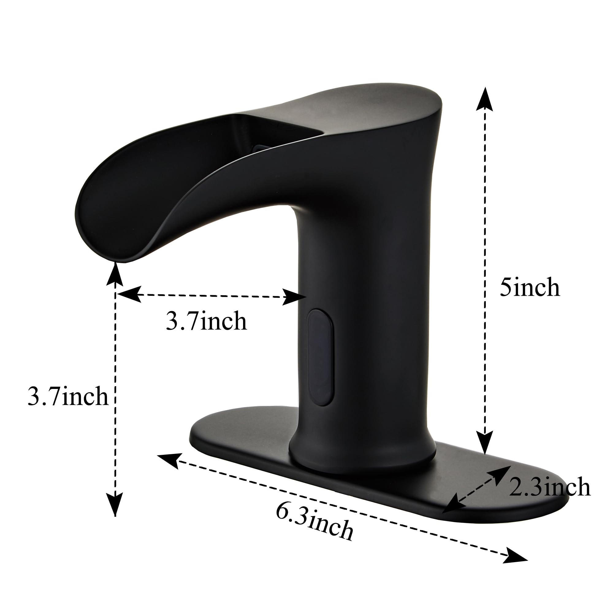 HHOOMMEE Touchless Bathroom Sink Faucet Automatic Sensor Tap Mixer with Deck Plate (Black)