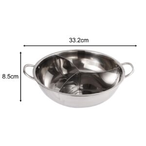 Shabu Shabu Divider Hot Pot Tabletop Pot Three Sided Japanese Cookware Kitchenware, 33.2cm