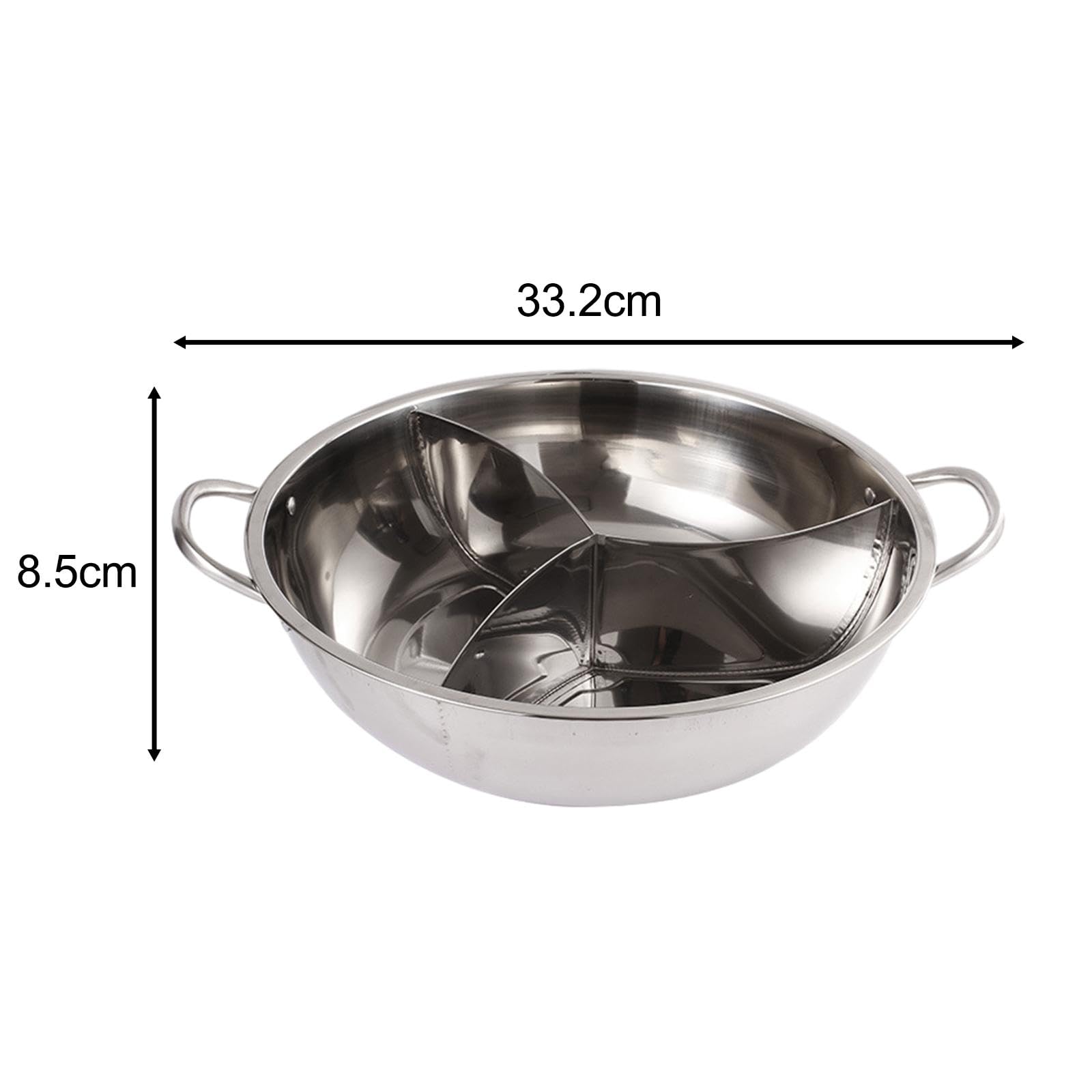 Shabu Shabu Divider Hot Pot Tabletop Pot Three Sided Japanese Cookware Kitchenware, 33.2cm