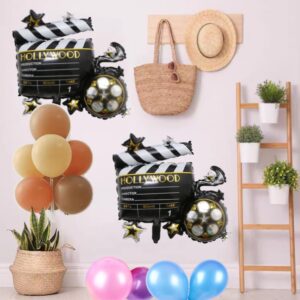 BoningNEW 2 Pcs Cine Camera Mylar Foil Balloons Movie Night Balloons for Birthday Party Wedding Baby Shower Photography Theme Party Hollywood-themed Party Carnival Theme Party Decorations Supplies