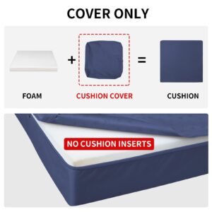 Easy-Going Waterproof Patio Cushion Covers ONLY Cover 24x22x4 inch 4 Pack Replacement Non-Slip Outdoor Seat Cushion Slipcover with Zipper. Navy