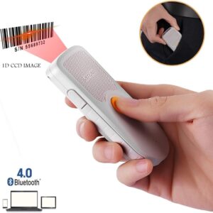 NYEAR Mini BLE Bluetooth 2D & QR & 1D CMOS Barcode Scanner with APP Without scanning Barcode to Set parameters conveniently,with Real Voice Announcement,NT1000