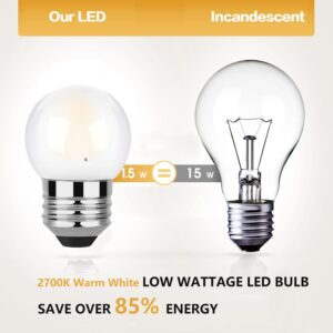 YIZCO G40 Low Wattage LED Light Bulbs 1.5w Equivalent to 15 Watt E26 Base Light Bulb G14 Frosted Small Light Bulbs Warm White 2 Pack