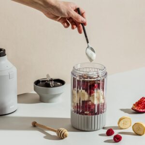 Beast Blender | Sleek Kitchen Countertop Design, Patented Blending Technology | Take Smoothies & Shakes To-Go with NEW Portable Straw Cap System (Pebble Grey)