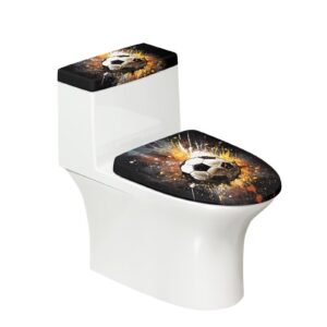 vanideaoty football toilet lid cover toilet tank cover 17 x 21 sport soccer 2 piece bathroom set