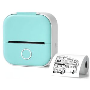 t02 mini printer, portable sticker printer efficiently and quickly, thermal printer for study notes, pictures, diy, label, free app with multiple templates-for android & ios green