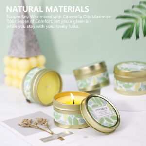 STRN Citronella Candles Outdoor, Scented Candles, Summer Soy Wax Candles, Lemongrass Candles for Outdoor&Indoor, Travel Tin Candles Set for Garden and Camping (6 Packs)