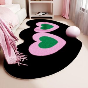 niokit modern luxury area rug non slip washable thick plush throw runner rugs for kids bedroom,living room,cute heart-shaped hallway floor mats low pile soft irregular bedside carpet 2.6 x 6.6 feet