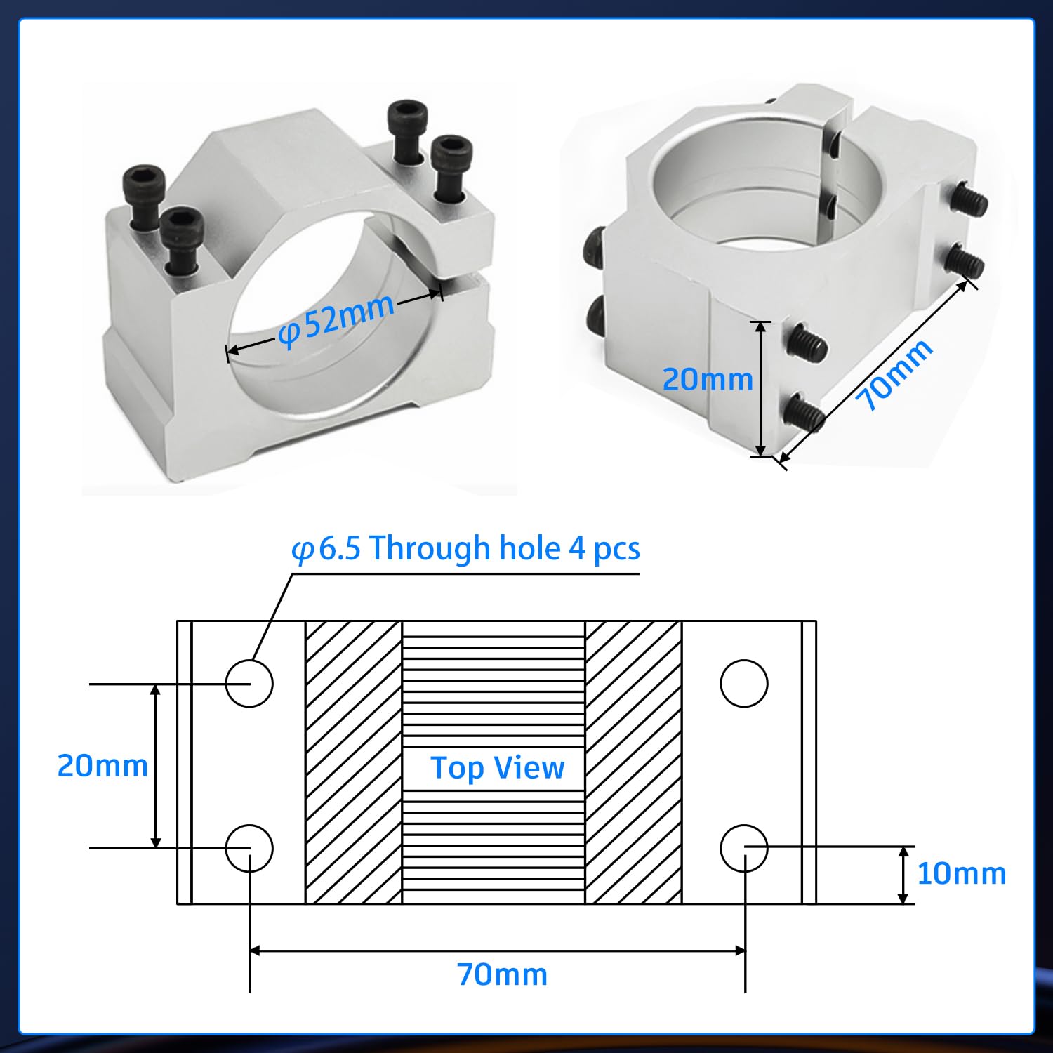 CNC Spindle, 500W CNC Spindle Motor,52mm Clamp with ER11 Collet and 10pcs Router Bit，High Precision for DIY CNC Router Milling and CNC Router Machine