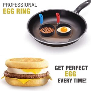 3" Round Egg Maker Ring 4PCS Egg Rings with Silicone Oil Brush,Egg Circles Stainless Steel Egg Rings Non-Stick Frying Egg Maker Molds for Frying Eggs and Egg Mcmuffins