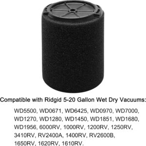 2 Pack VF7000 Replacement Filter Compatible with Ridgid VF7000 Foam Wet Application Only Vac Filter for Ridgid 5-20 Gallon Wet/Dry Vacuums