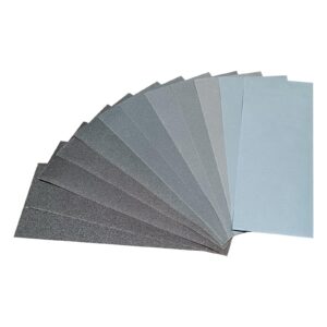 12pcs sand paper assortment pack 12 grits sandpaper for wood sanding, wet dry sandpaper sheets 120/150/180/240/320/400/600/800/1000/1500/2500/3000 grit