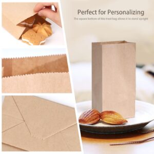 JOHOUSE 50PCS Small Brown Paper Bags,3.5x2.2x7 inches Kraft Paper Bags Mini Snack Bag Party Bag Treat Bag for Baby Shower Wedding Party Favors DIY Wrapping.