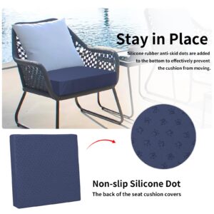 Easy-Going Waterproof Patio Cushion Covers ONLY Cover 24x22x4 inch 4 Pack Replacement Non-Slip Outdoor Seat Cushion Slipcover with Zipper. Navy