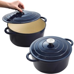 vivicreate 2 pcs 5.3 qt enamel cast iron dutch oven, red gradient color,cast iron pot (5.3 qt)