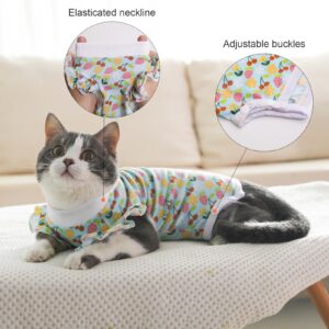 Yeapeeto Cat Recovery Suit After Surgery Bodysuit for Cats, E-Collar Substitute Keep from Licking Abdominal Wounds, Kitten Breathable Clothes, Warm After Shaving(Fruit,M)