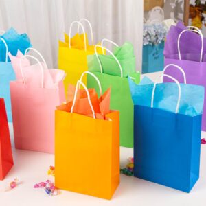 Shindel 40PCS Gift Bags with Handles, 10 Colors Party Favor Bags with Gift Wrapping Paper Rainbow Gift Bags for Wedding Birthday Party Supplies and Gifts (5.5" x 7.9" x 2.8")