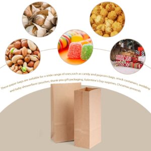 JOHOUSE 50PCS Small Brown Paper Bags,3.5x2.2x7 inches Kraft Paper Bags Mini Snack Bag Party Bag Treat Bag for Baby Shower Wedding Party Favors DIY Wrapping.