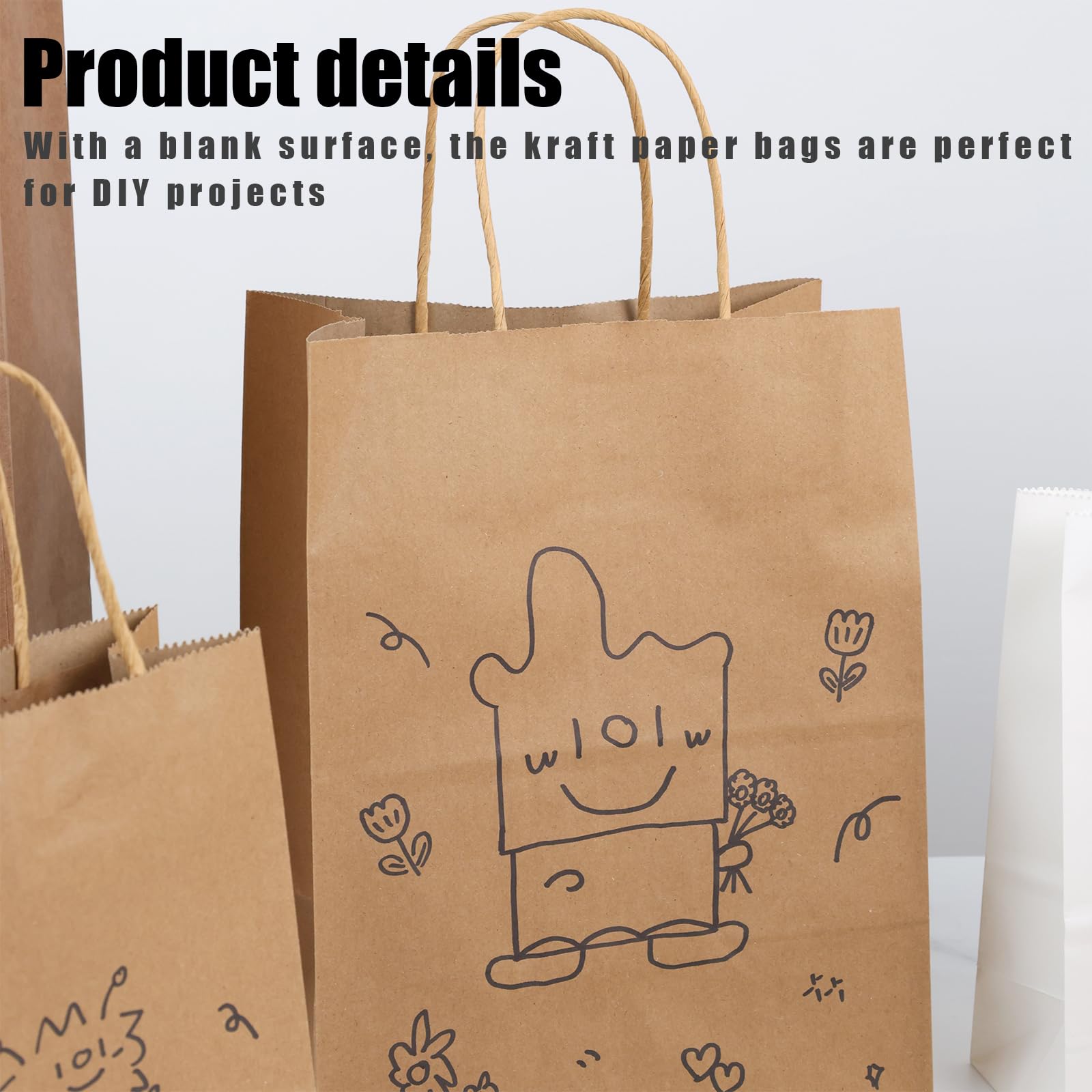 JOHOUSE 90PCS Brown Paper Bags with Handles, 3 Assorted Sizes Mixed Sizes Bulk Kraft Paper Gift Merchandise Bags for Business Shopping Retail Birthday Grocery Craft Take Out