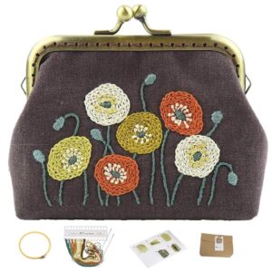 YJGMY Beginner Embroidery Coin Purse kit, Simple Embroidery, Cross Stitch kit Suitable for Beginner Sewing Craft Friend Gift Bag (Small Bowl Flower)