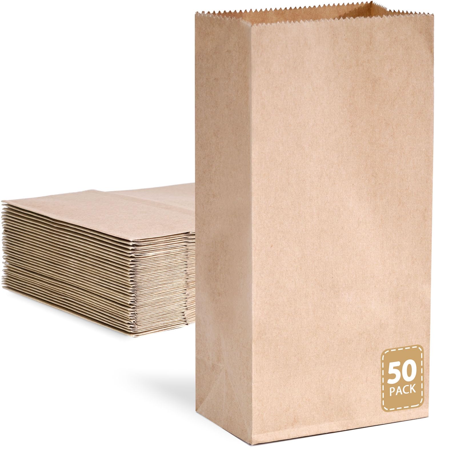 JOHOUSE 50PCS Small Brown Paper Bags,3.5x2.2x7 inches Kraft Paper Bags Mini Snack Bag Party Bag Treat Bag for Baby Shower Wedding Party Favors DIY Wrapping.