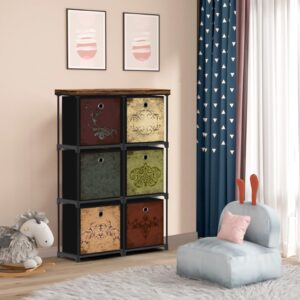 VASICAR Small Fabric Dresser with 6 Drawers, DIY Cube Organizer for Closet, Storage Drawer Unit Chest of Drawers for Bedroom, Living Room, Hallway, Dorm, Pattern