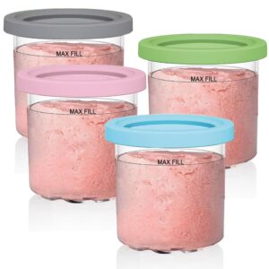 for ninja creami pints and lids - 4 pack, creami extra pint containers compatible with nijana creami nc301 nc300 nc299amz cn301co series ice cream maker, for ninja creamy pints containers cups 16oz