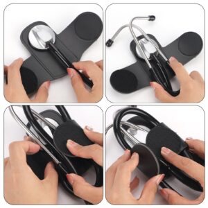 Stethoscope Holder, Soft Leather Stethoscope Holster with Clip Easy to Pick & Carry Stethoscope Accessories for Physicians, Nurses, EMT Stethoscope Holder Hip Clip for Belt Pants Waist Pocket (Black)