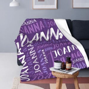 Husguciy Custom Blanket with Name, Personalized Purple Name Fleece Throw Blankets for Men Women Boys Girls Kids Baby, Customized Name Blanket Gifts for Chrismas Halloween Valentines Day