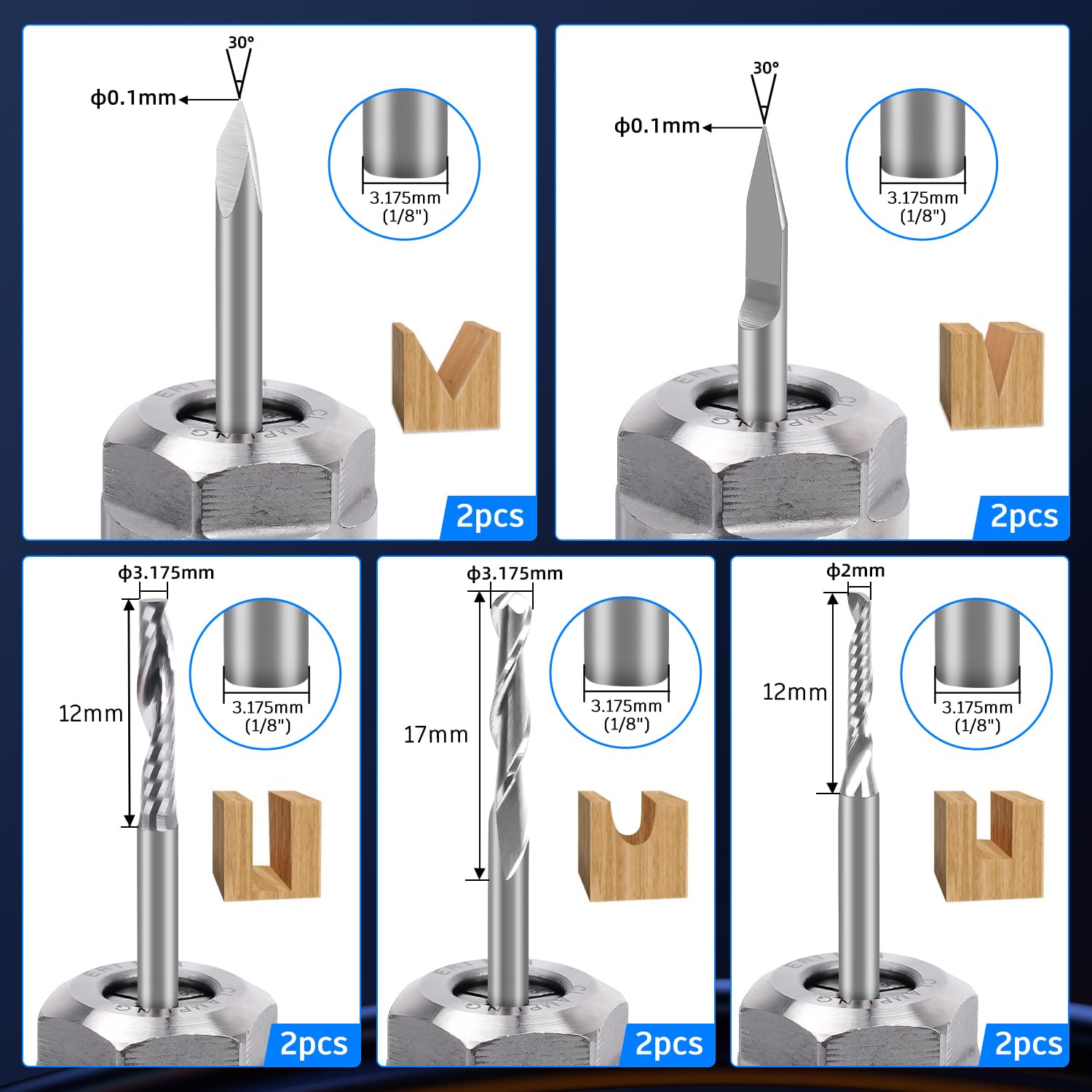 CNC Spindle, 500W CNC Spindle Motor,52mm Clamp with ER11 Collet and 10pcs Router Bit，High Precision for DIY CNC Router Milling and CNC Router Machine