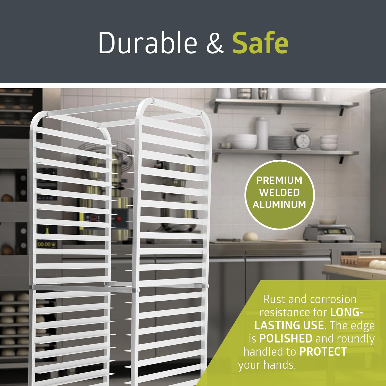 Pearington 20-Tier Bun Pan Rack with Wheels, Commercial Baking Rack for Full or Half Industrial Pan Storage, Bakery Accessory for Kitchen, Restaurant, & More, 25.94" L x 19.96" W