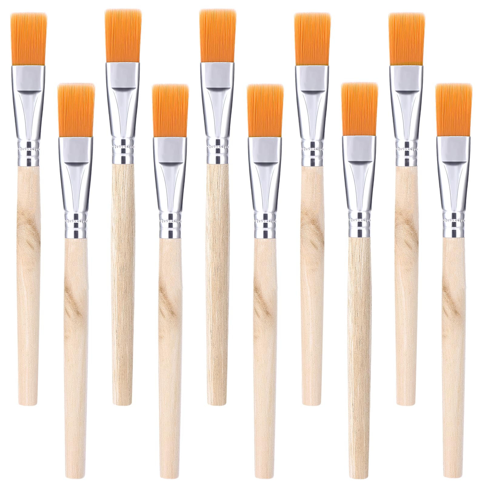 10Pcs 3/5 Inch Flat Paint Brushes Wood Paint Brush Artist Craft Paint Brushes Watercolor Small Brush Bulk Painting Brush Art Detail Oil Brush for Kid Adult(5.5 x 3/5 Inch)