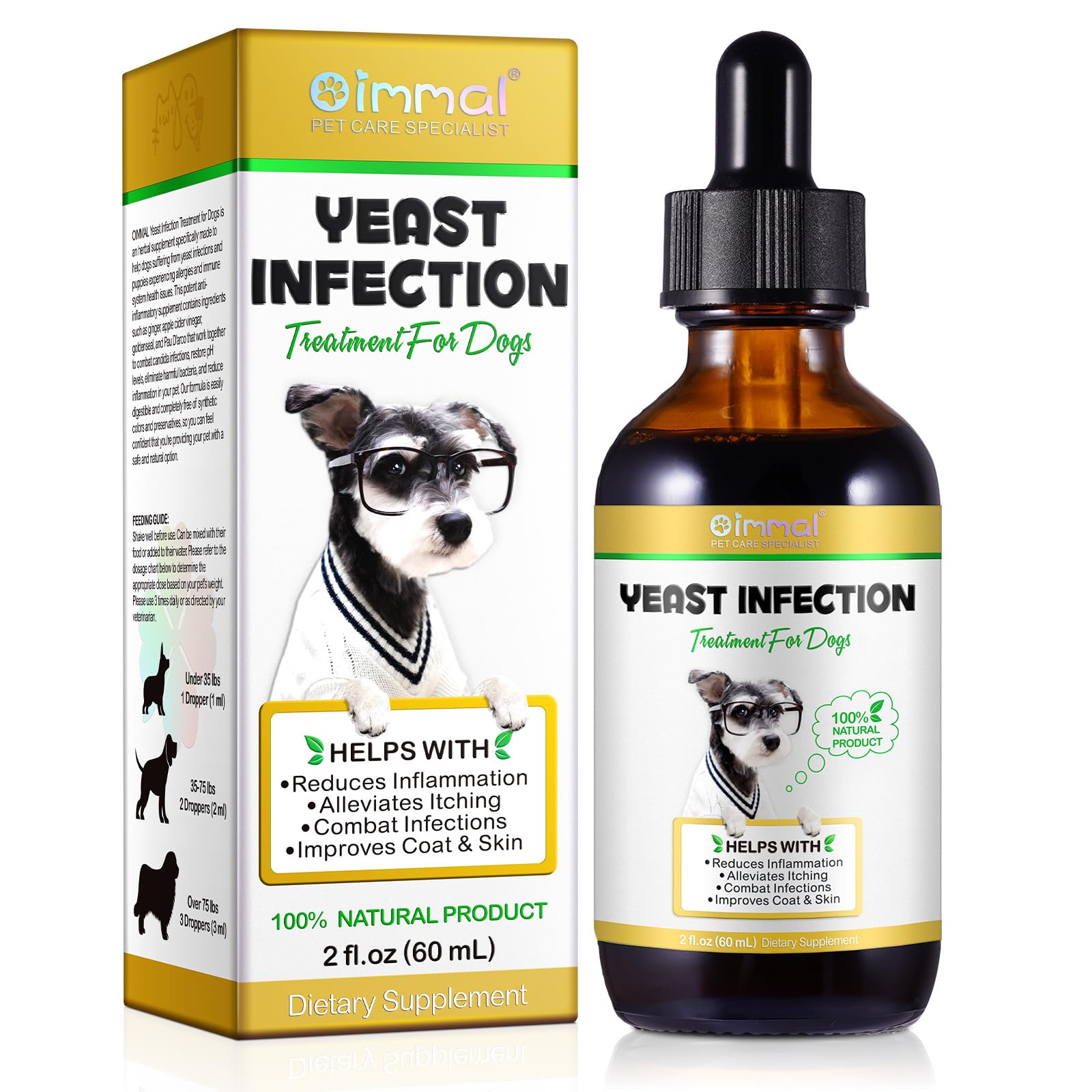 ALIVO Yeast Infection Treatment for Dogs, Natural Yeast Infection Treatment Supports Dog Itch Relief, Dog Ear Infection, Dog Allergy Relief, Pet Supplies Dog Herbal Supplement, Bacon Flavor - 2 oz