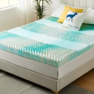 noffa egg crate mattress topper full, 7 zone gel cooling memory foam topper double, full foam topper certipur-us certified, blue full bed topper airflow design 75 x 54 x 3 inches