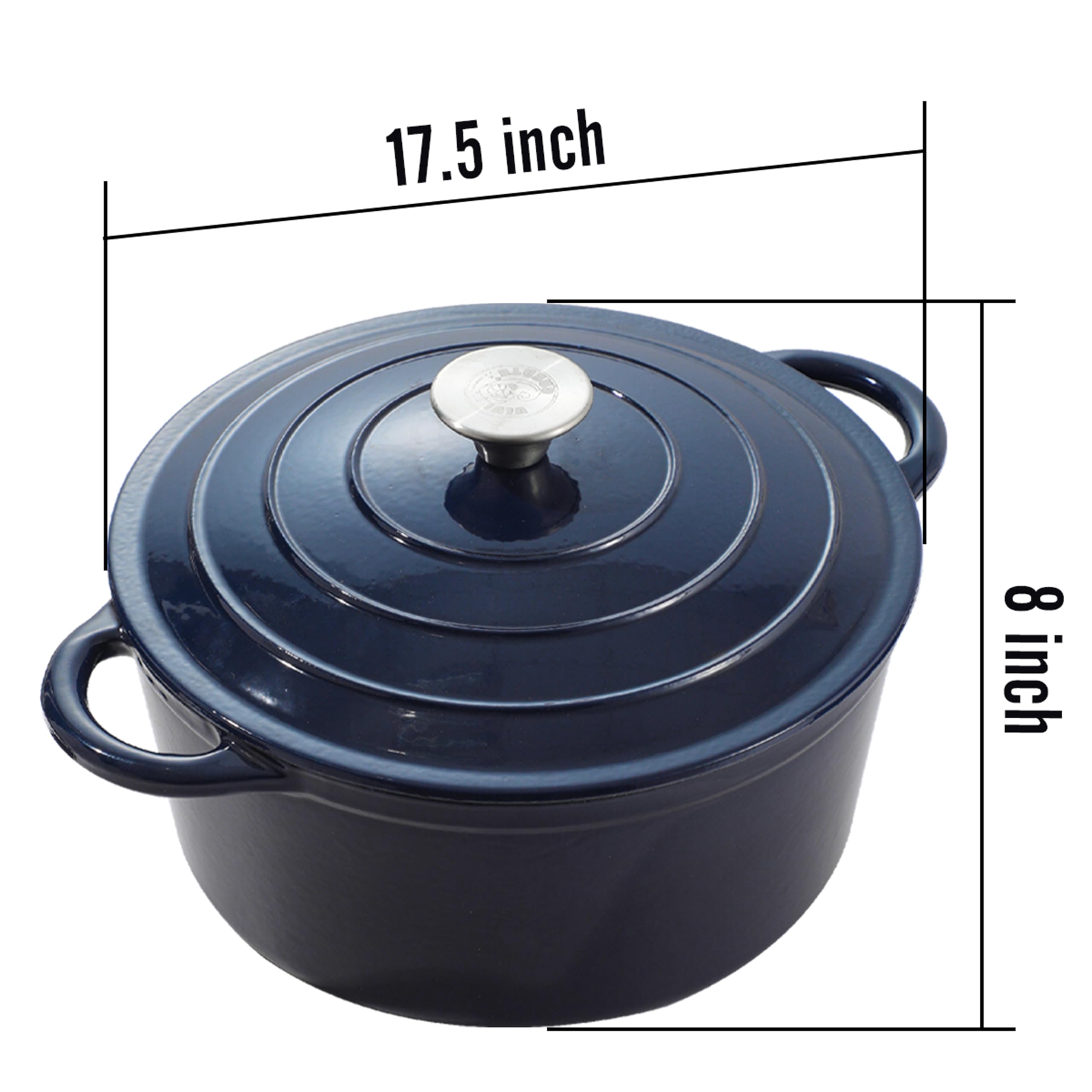 Vivicreate 2 PCS 5.3 QT enamel cast iron dutch oven, red gradient color,cast iron pot (5.3 QT)