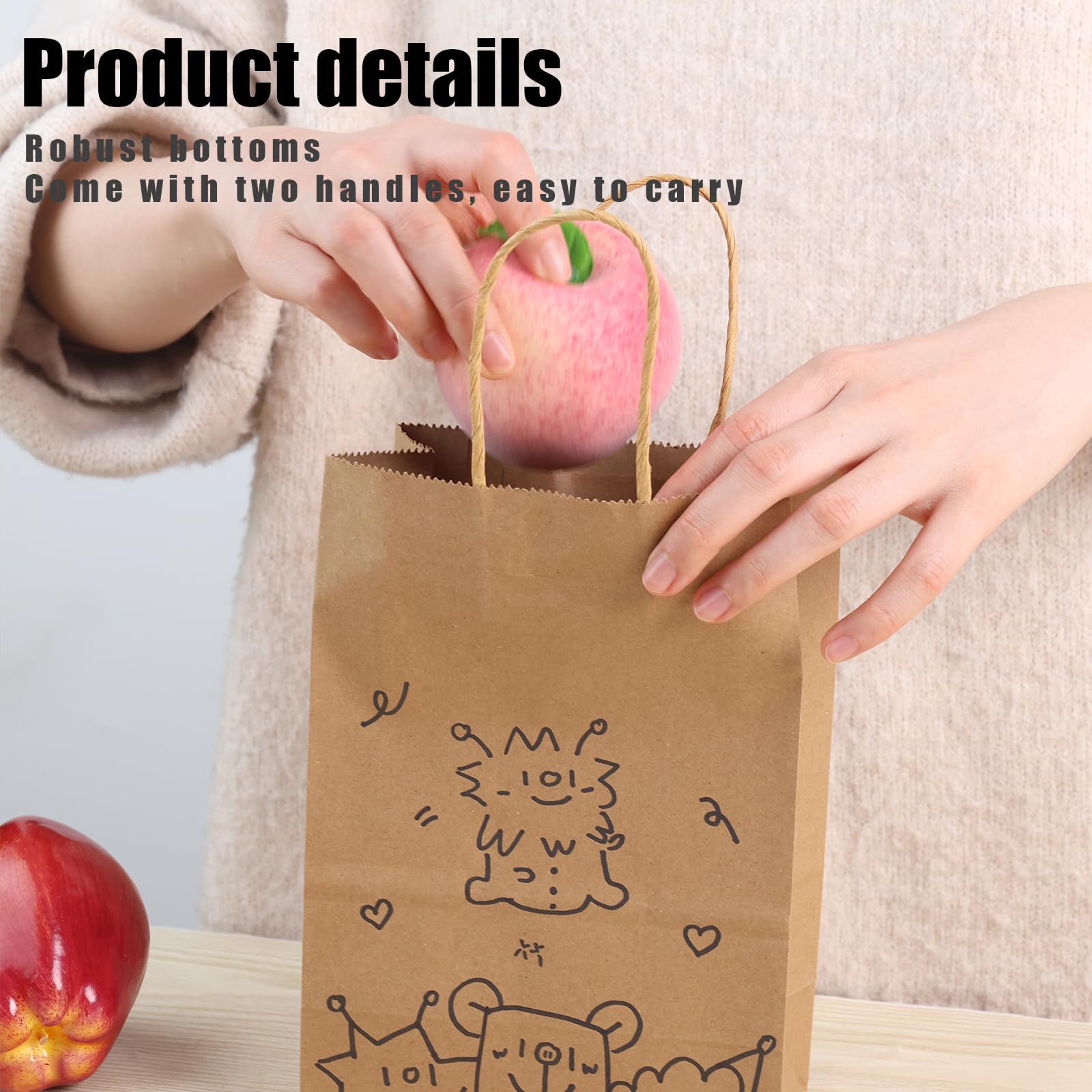 JOHOUSE 90PCS Brown Paper Bags with Handles, 3 Assorted Sizes Mixed Sizes Bulk Kraft Paper Gift Merchandise Bags for Business Shopping Retail Birthday Grocery Craft Take Out