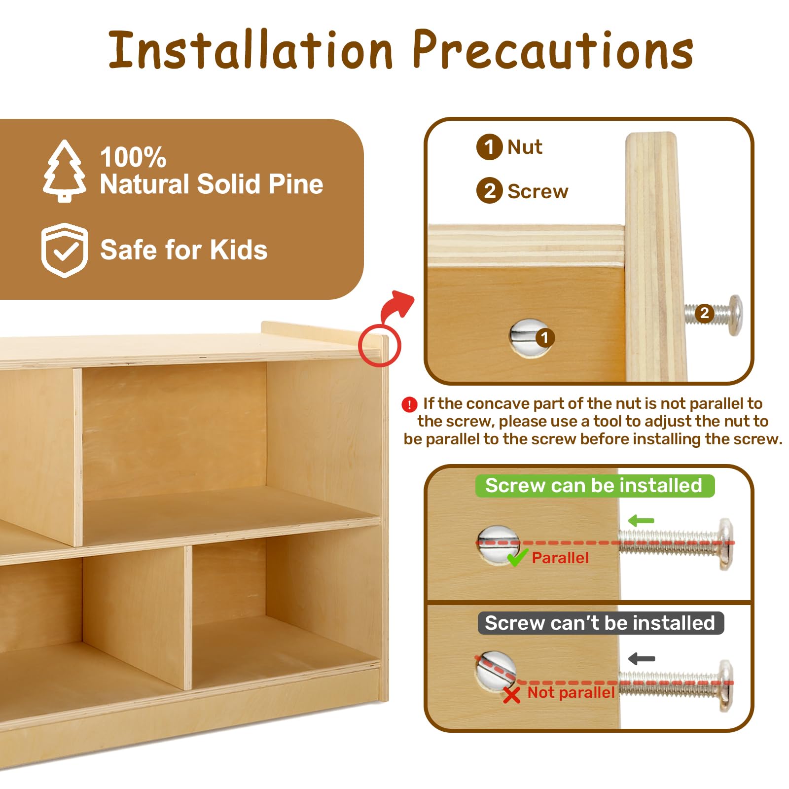 wingyz Wooden Storage Cabinet, 5-Section Montessori Bookshelf, Kids Toy Storage Organizer Book Shelf for Kids Rooms, Classroom, Playroom, Nursery, Preschool Book Shelves