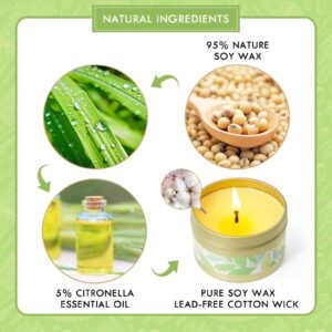 STRN Citronella Candles Outdoor, Scented Candles, Summer Soy Wax Candles, Lemongrass Candles for Outdoor&Indoor, Travel Tin Candles Set for Garden and Camping (6 Packs)